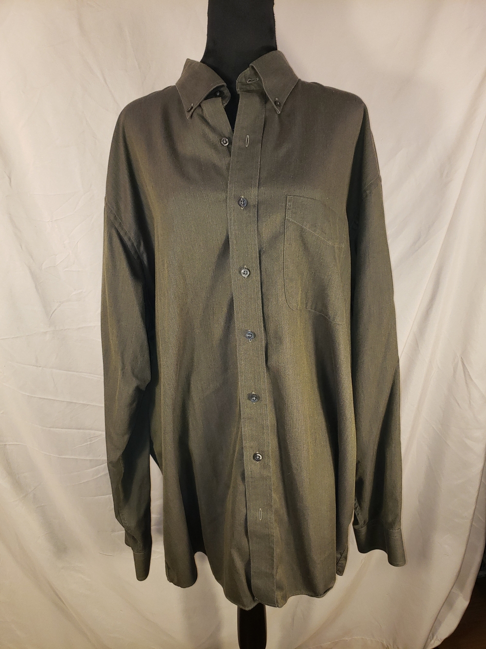 Jos. A. Bank Traveler's Collection Olive Green Long-Sleeve Button-Down Shirt-XL